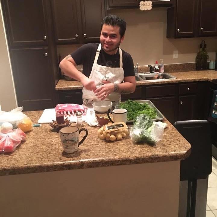 Chef Lupe prepping in a client’s home kitchen